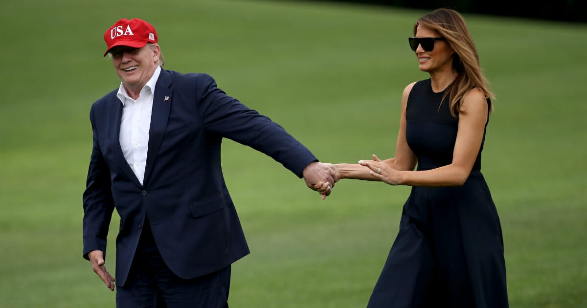 President Donald Trump and first lady Melania Trump return to the White House on June 7, 2019 in Washington, D.C.