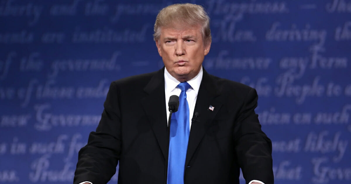 Then-Republican presidential nominee Donald Trump speaks during the presidential debate at Hofstra University on Sept. 26, 2016 in Hempstead, New York.