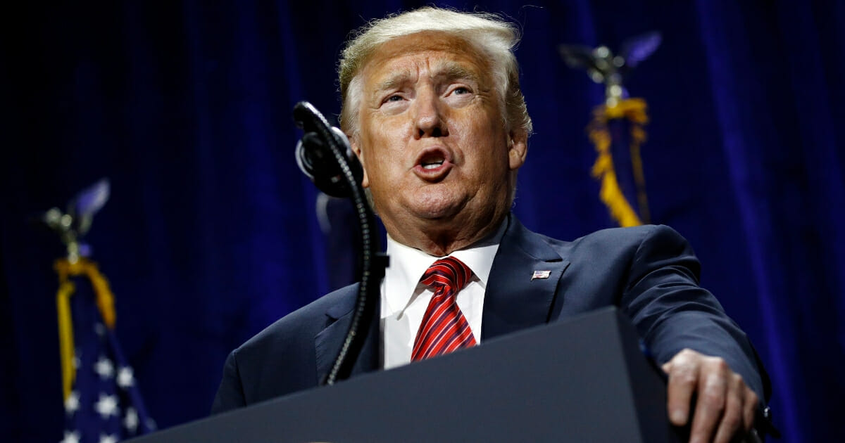 President Donald Trump speaks at the Republican Party of Iowa's annual dinner in West Des Moines, Iowa on June 11, 2019.