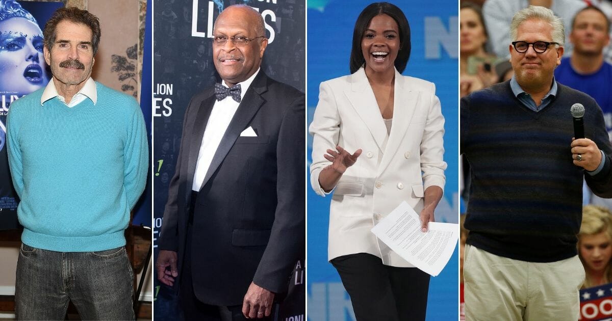 John Stossel; Herman Cain; Candace Owens; and Glenn Beck