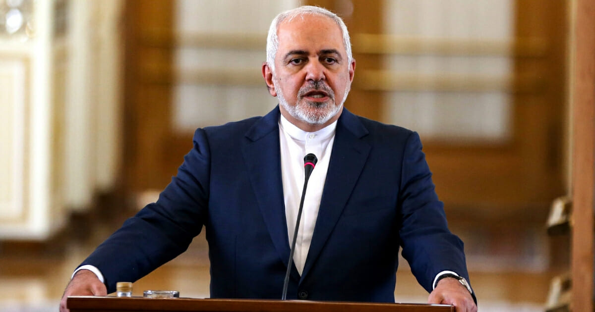 Iranian Foreign Minister Mohammad Javad Zarif speaks at a news conference.