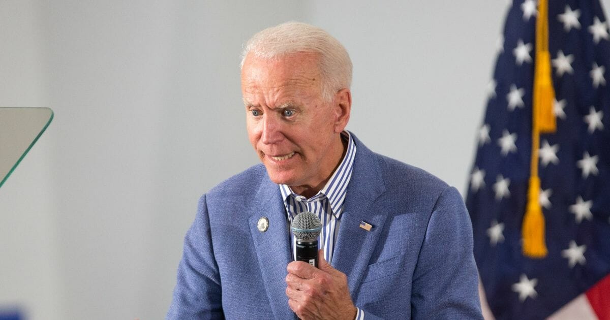 Former Vice President and Democratic presidential candidate Joe Biden holds a campaign event at the IBEW Local 490 on June 4, 2019, in Concord, New Hampshire.