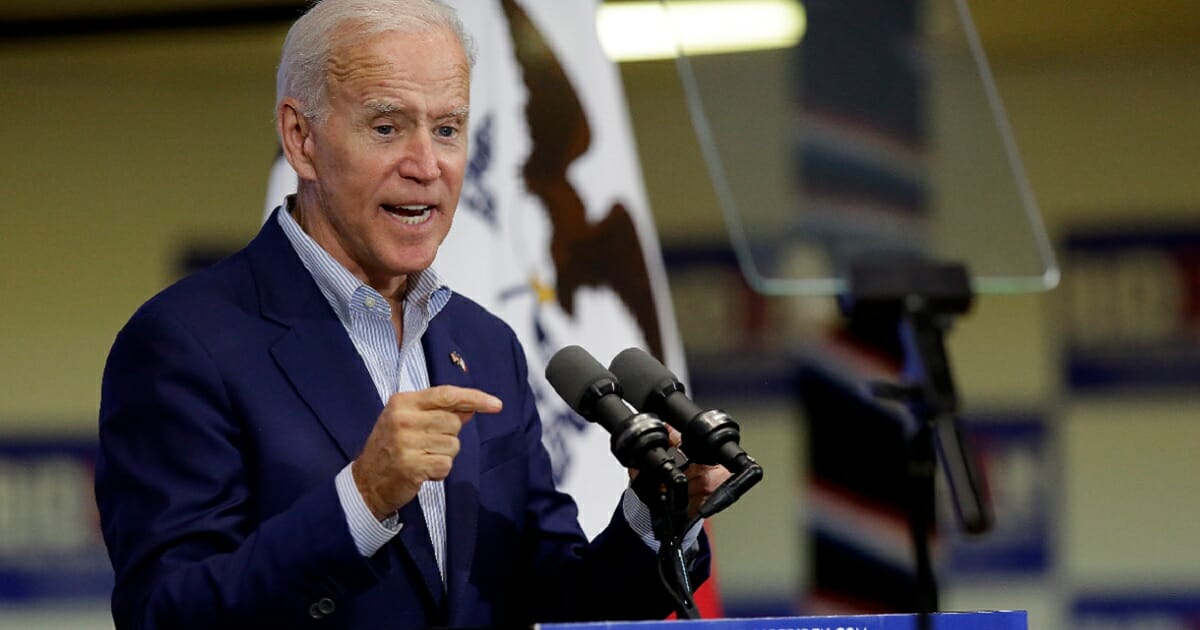 Former Vice President Joe Biden speaking at a dais.