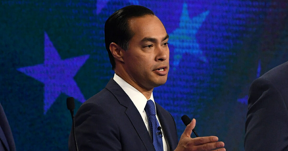 Democratic presidential hopeful former Housing and Urban Development Secretary Julian Castro speaks during the first night of the Democratic presidential primary debate hosted by NBC News at the Adrienne Arsht Center for the Performing Arts in Miami, Florida, on June 26, 2019.