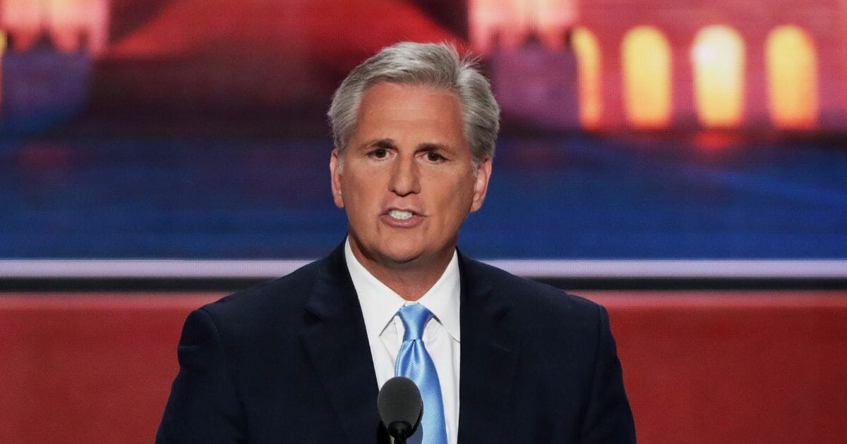 Rep. Kevin McCarthy (R-Calif.) delivers a speech on the second day of the Republican National Convention on July 19, 2016, at the Quicken Loans Arena in Cleveland, Ohio.
