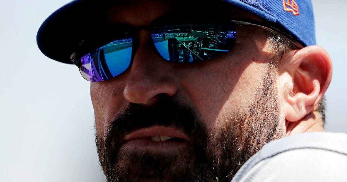 New York Mets manager Mickey Callaway looks to the field.