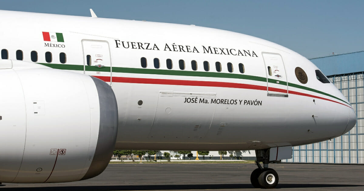 View of Mexico's presidential airplane at the Benito Juarez International Airport in Mexico City on Dec. 3, 2018.