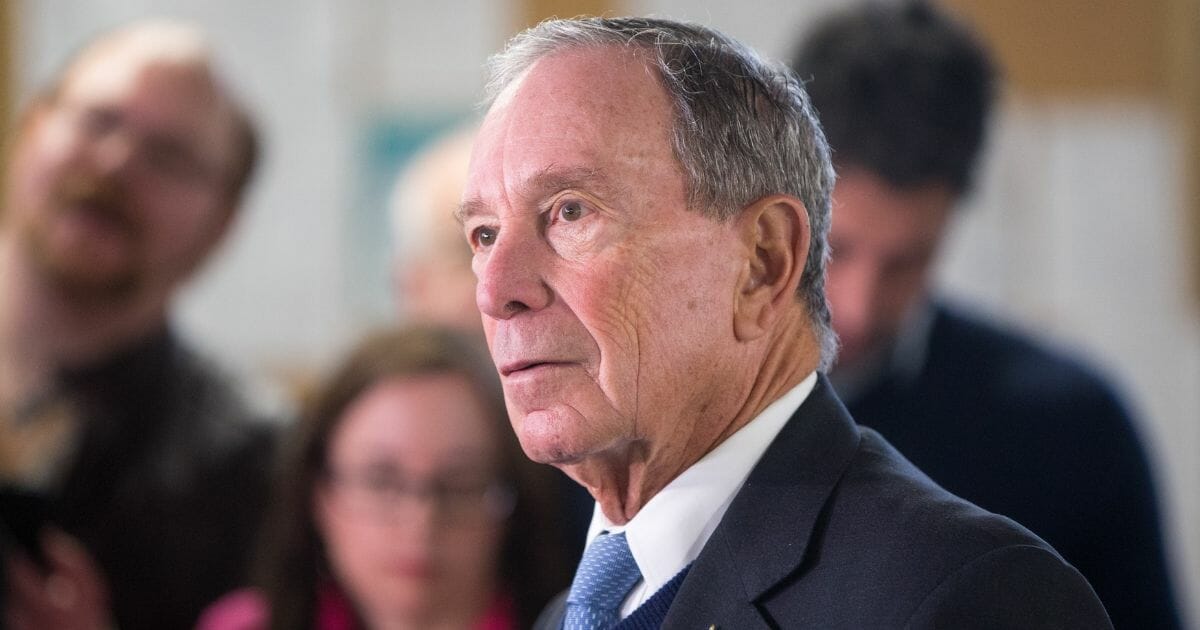 Former New York City Mayor Michael Bloomberg speaks with the media after touring the W.H. Bagshaw Company during an exploratory trip on Jan. 29, 2019, in Nashua, New Hampshire.