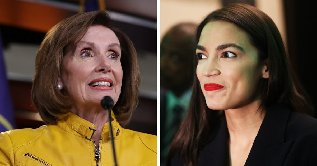 House Speaker Nancy Pelosi of California, left, didn't seem to be all that bothered after Rep. Alexandria Ocasio-Cortez, right, appeared to compare U.S. holding centers at the southern border to Nazi-run concentration camps.