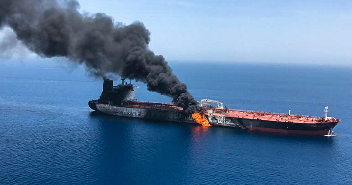 An oil tanker was on fire in the sea of Oman on June 13, 2019. Two oil tankers near the strategic Strait of Hormuz were reportedly attacked, an assault that left one ablaze and adrift as sailors were evacuated from both vessels and the U.S. Navy rushed to assist amid heightened tensions between Washington and Tehran.