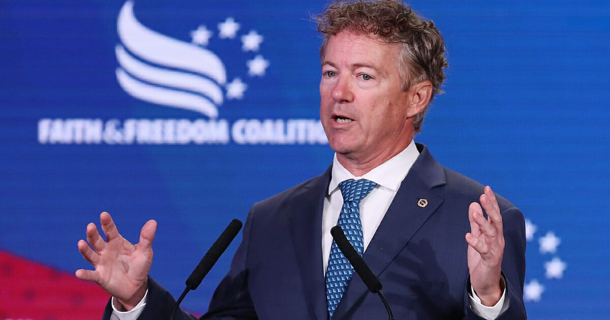 Kentucky Republican Sen. Rand Paul addresses the Faith and Freedom Coalition's Road to Majority Policy Conference at the Marriott Wardman Park Hotel June 27, 2019 in Washington, D.C.