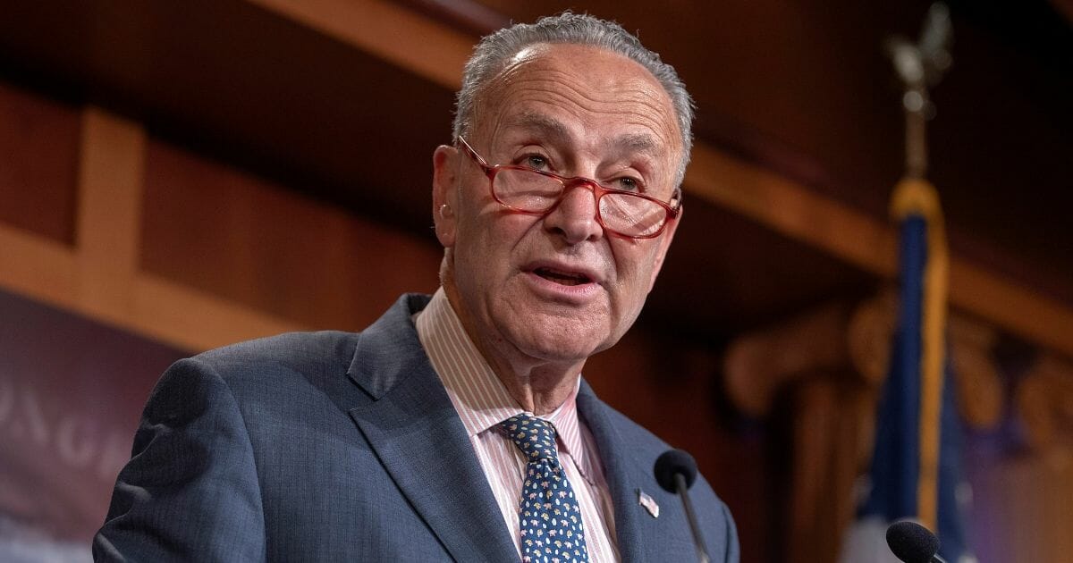 Senate Minority Leader Chuck Schumer speaks during a news conference on June 18, 2019, in Washington, D.C.