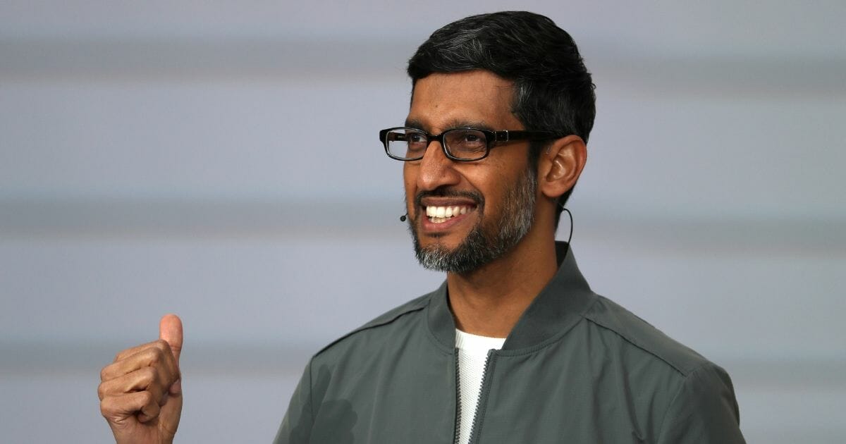 Google CEO Sundar Pichai delivers the keynote address at the 2019 Google I/O conference at Shoreline Amphitheater on May 7, 2019, in Mountain View, California.