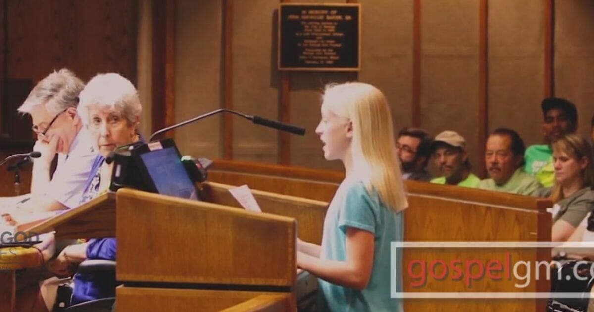 Addison Woosley, 13, speaks during a city council meeting in Raleigh, N.C.