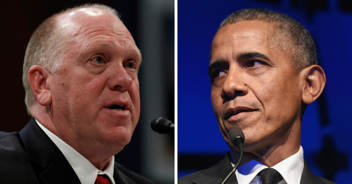 Thomas Homan, left, says Democrats upset at what they call "cages" housing children who crossed the border illegally should focus their anger where it belongs -- on former President Barack Obama, right.