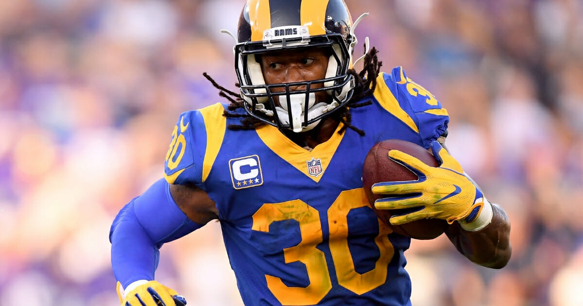 Todd Gurley of the Los Angeles Rams carries the ball.