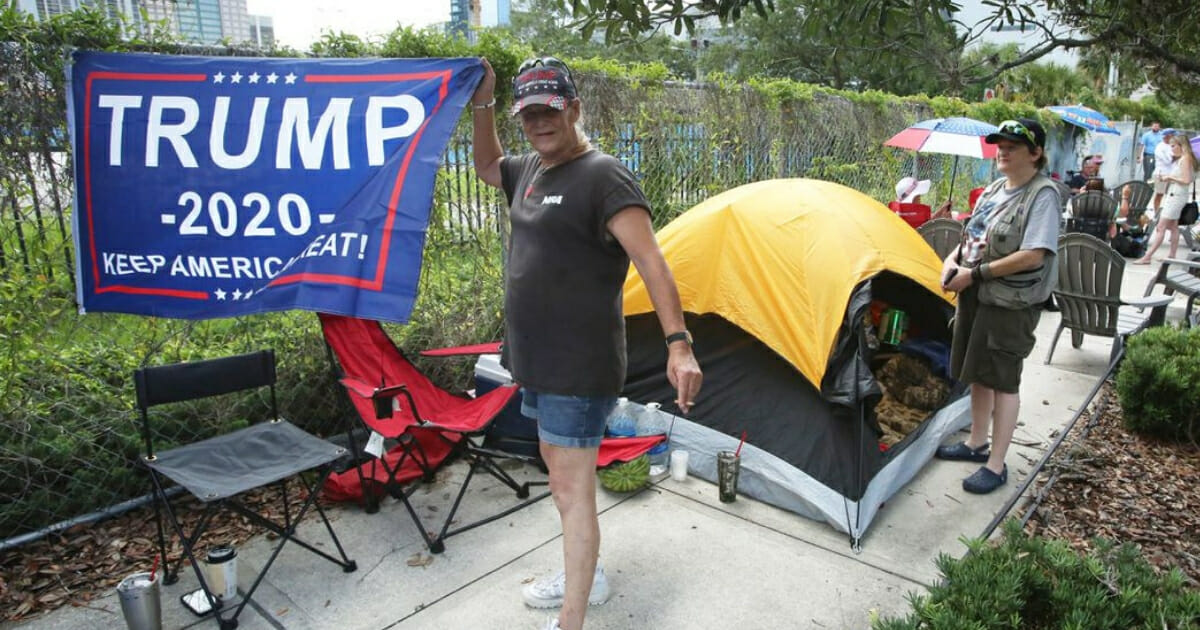 Trump supporters started lining up 42 hours before the president's rally at the Amway Center in Orlando, Florida.