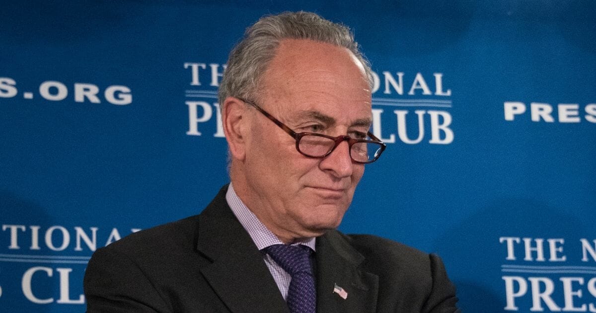 Senate Minority Leader Chuck Schumer at a National Press Club press conference