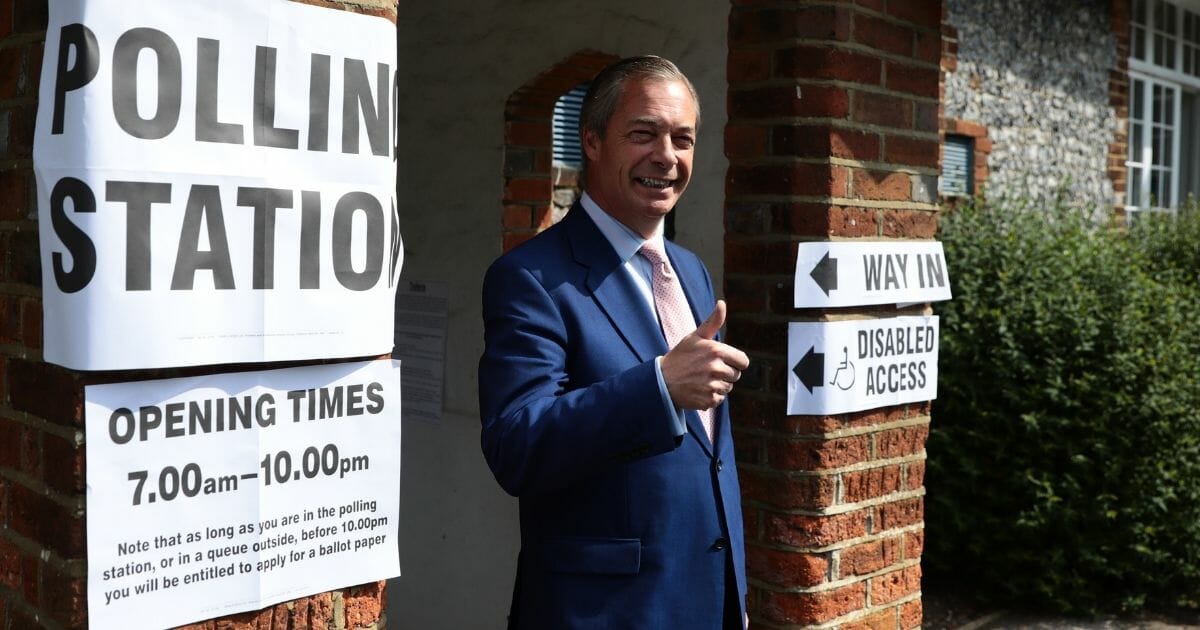Nigel Farage at a polling station in the U.K.