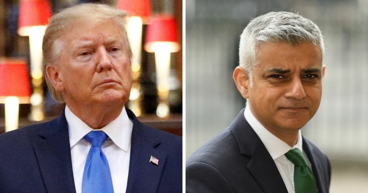 President Donald Trump, left; and London Mayor Sadiq Khan, right.