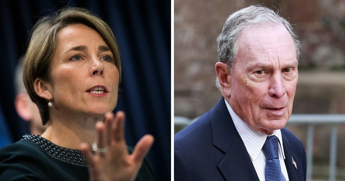Massachusetts Attorney General Maura Healey, left; and former New York City Mayor Michael Bloomberg, right.