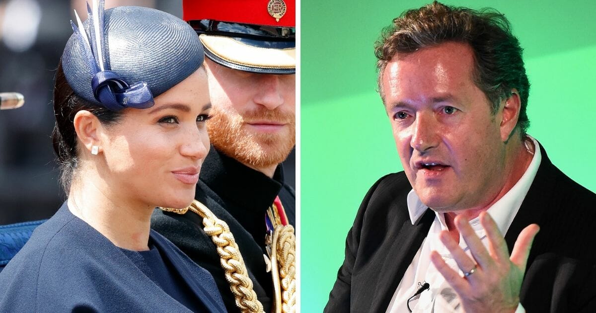 Meghan Markle, duchess of Sussess, left; and British commentator Piers Morgan, right.
