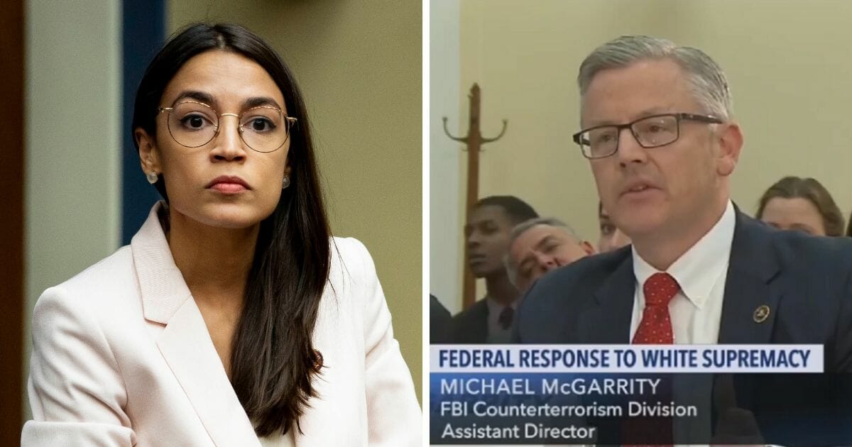 Rep. Alexandria Ocasio-Cortez, left; and FBI Assistant Director Michael McGarrity.