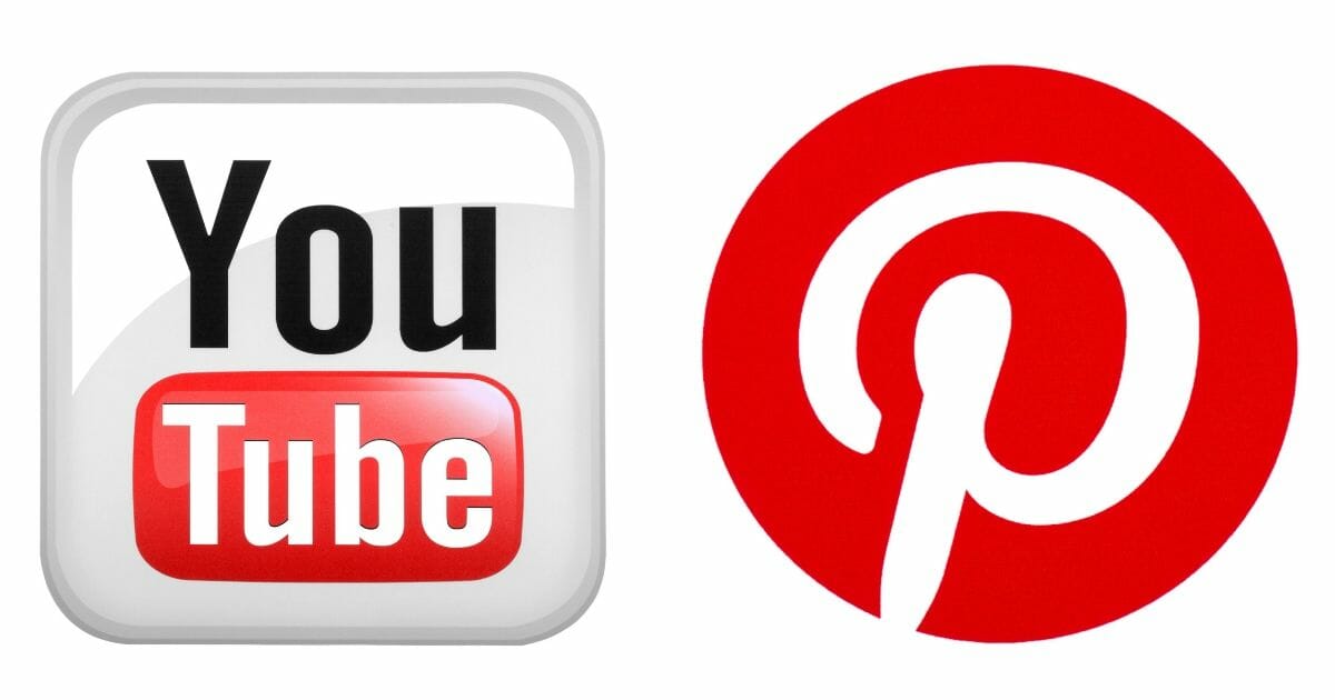 YouTube logo next to Pinterest logo.