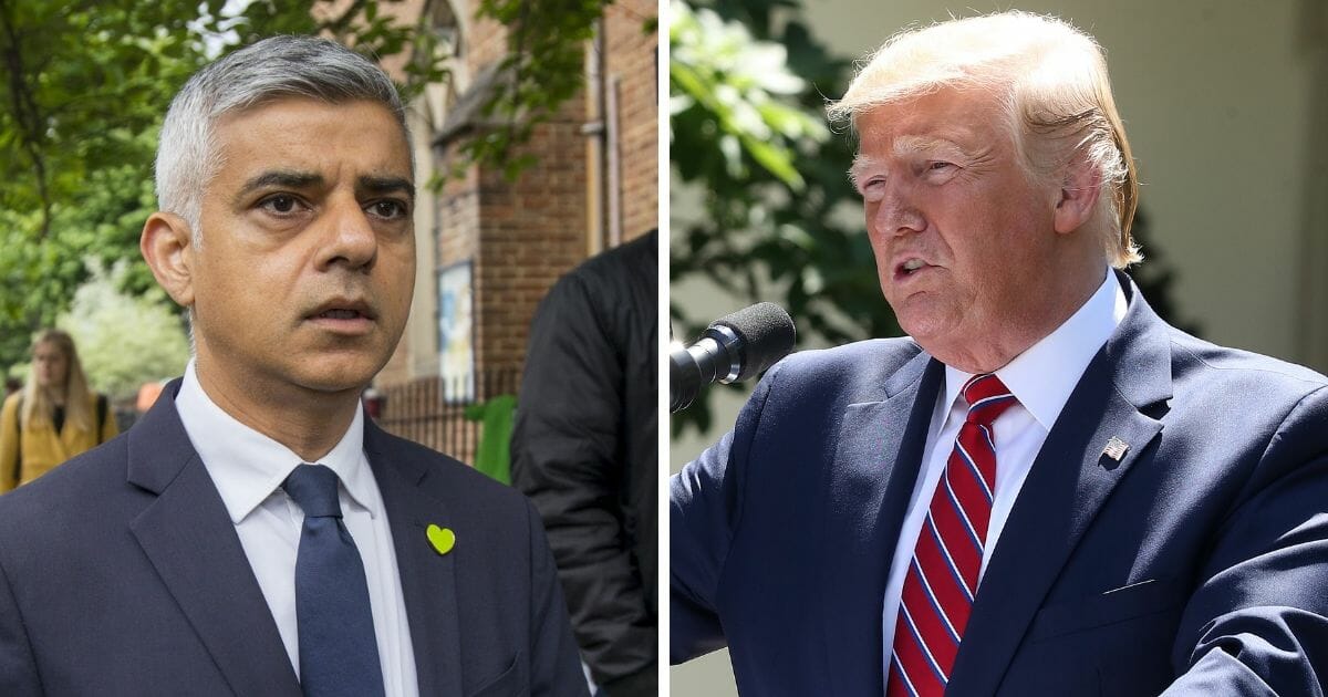 London Mayor Sadiq Khan, left; President Donald Trump, right.