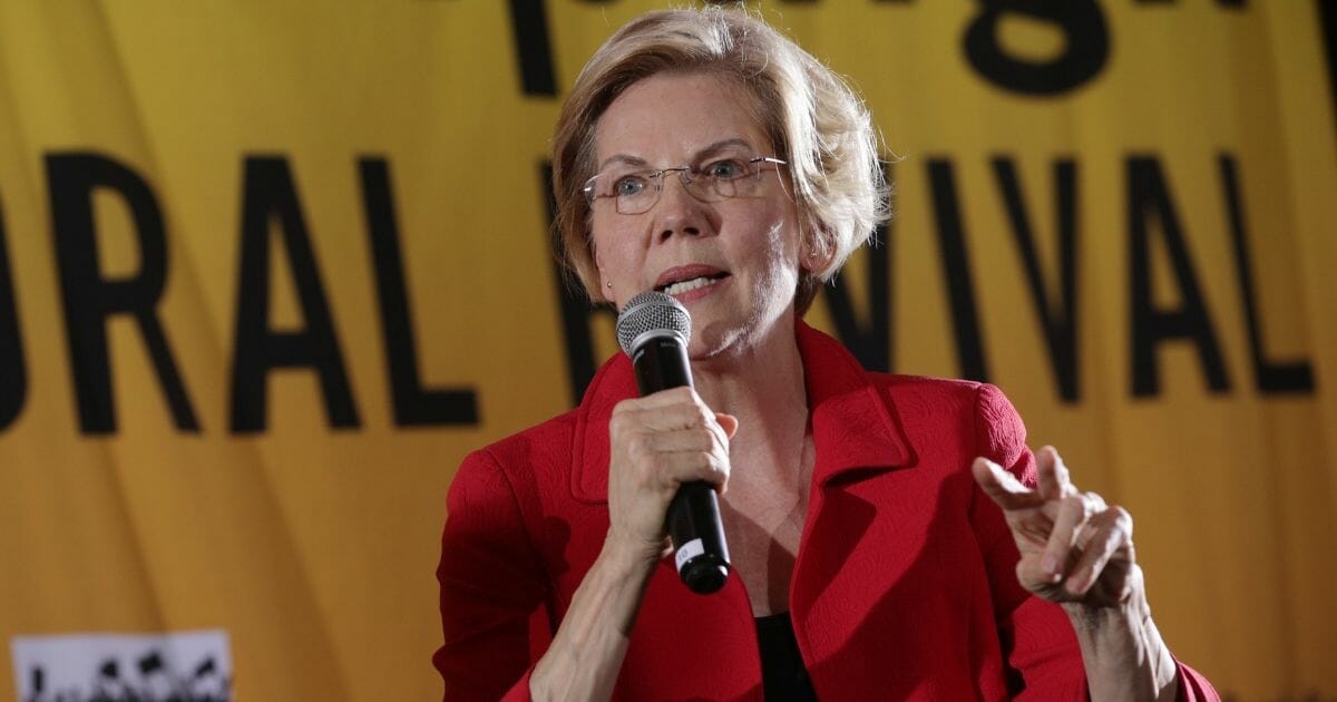 Massachusetts Sen. Elizabeth Warren addresses a crowd Monday in Washington.