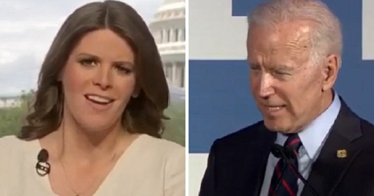 An image of MSNBC anchor Kasie Hunt next to an image for former Vice President Joe Biden.