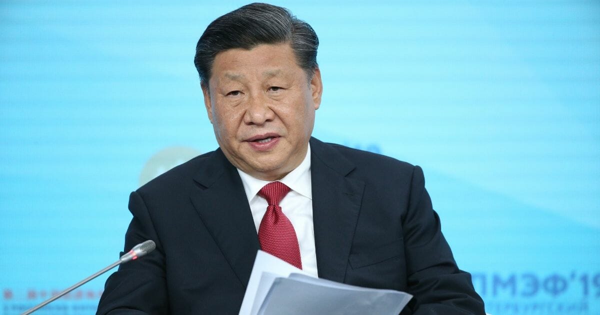 Chinese President Xi Jinping takes part in an international forum in St. Petersburg, Russia, on June 7, 2019.