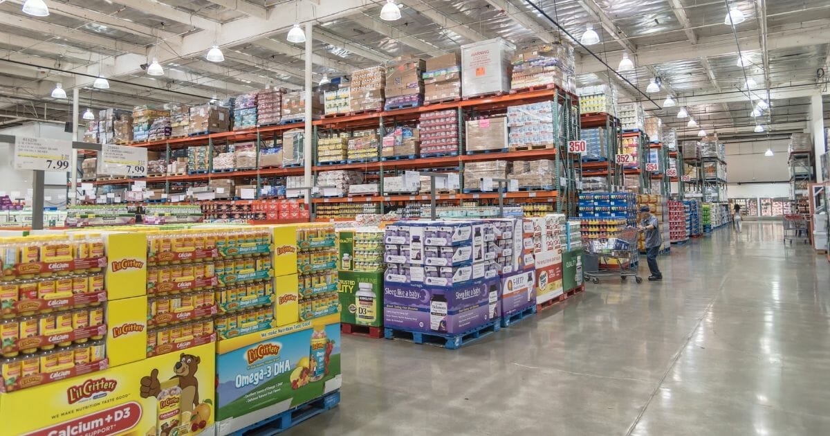 Stacks of goods at a Costco Wholesale store