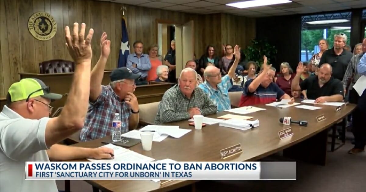 Waskom, Texas, council votes to declare the town a "sancturary city for the unborn."