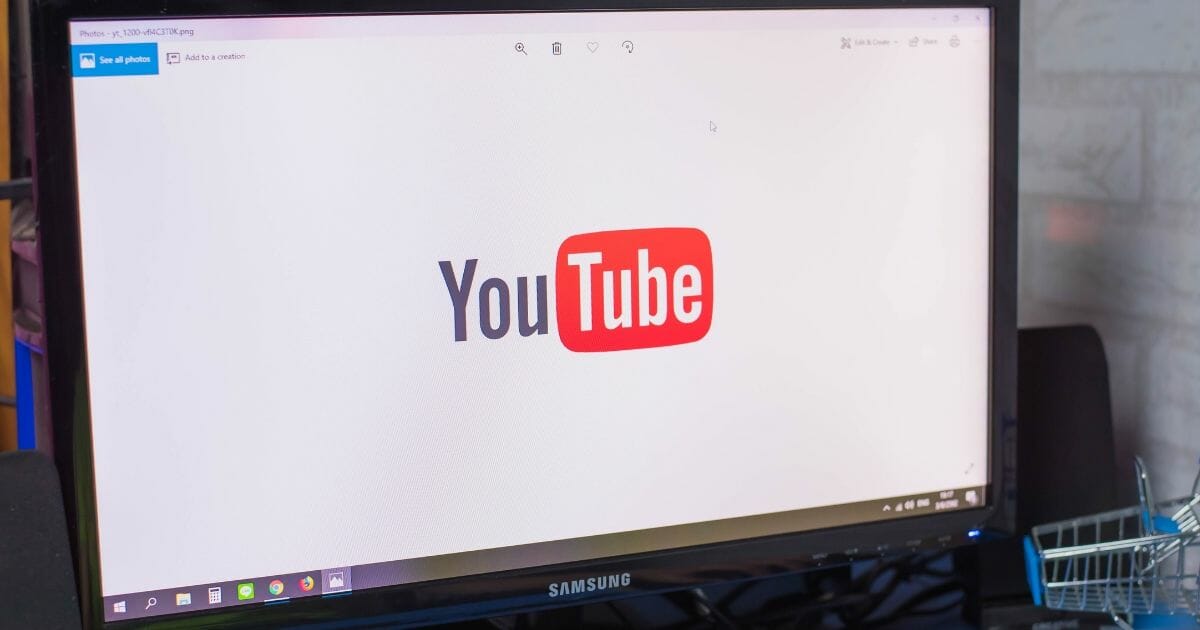 YouTube's logo on a desktop computer screen
