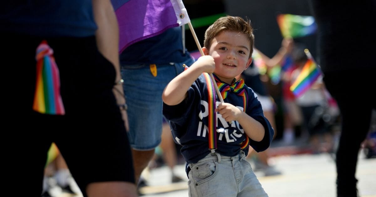 A child at the LA Pride Parade on June 9, 2019 in West Hollywood, California.