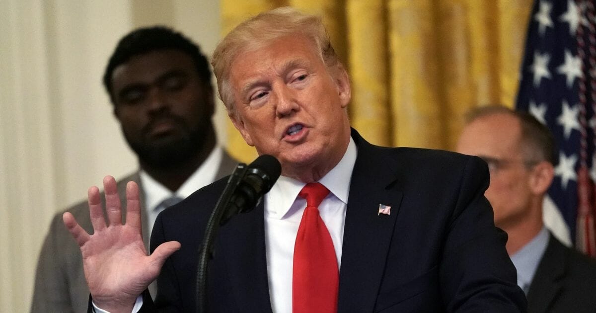 President Donald Trump speaks during an East Room event on "second chance hiring" June 13, 2019 at the White House in Washington, D.C.