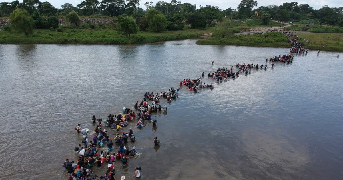 Migrants crossing the Suchiate River to Mexico, from Ciudad Tecun Uman, Guatemala.