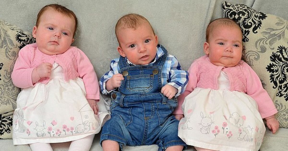 triplet babies, one boy and two girls