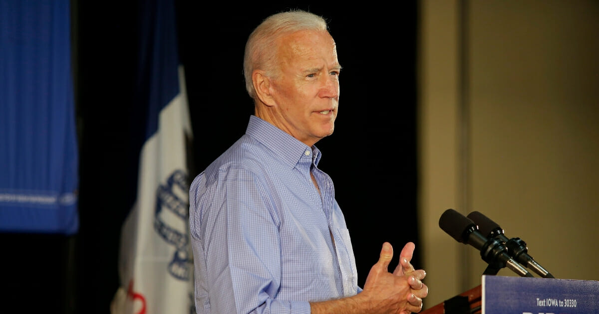 Former vice president and 2020 presidential candidate Joe Biden speaks during a campaign event on July 4, 2019 in Marshalltown, Iowa.