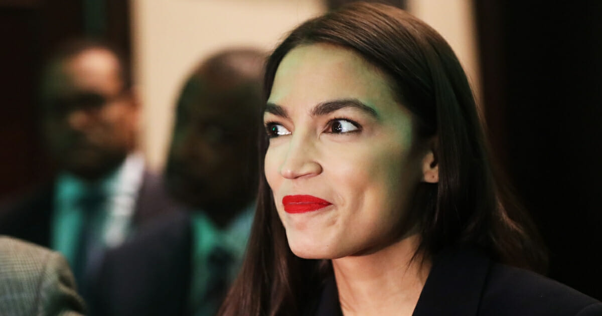 Democratic Rep. Alexandria Ocasio-Cortez of New York prepares to speak at the National Action Network's annual convention on April 5, 2019 in New York City.