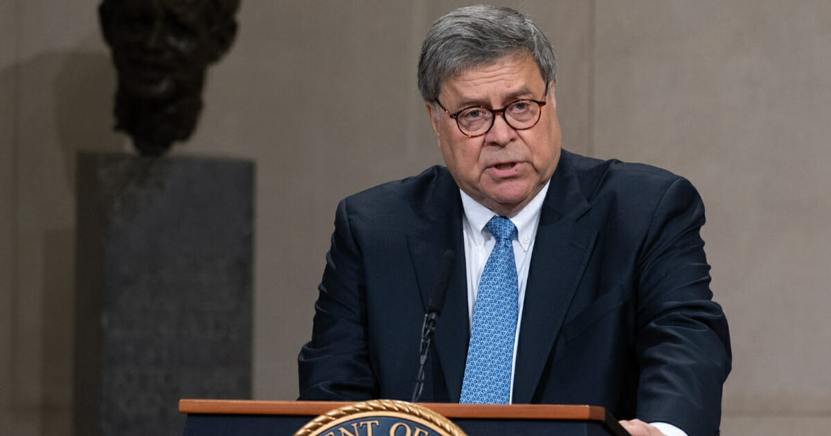 Attorney General William Barr speaks during the Summit on Combating Anti-Semitism at the Department of Justice in Washington, D.C., July 15, 2019.
