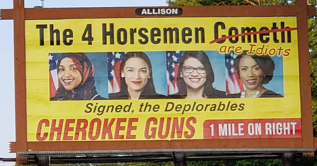 A gun shop in a small North Carolina town is taking some heat from the left after putting up a particularly funny billboard.