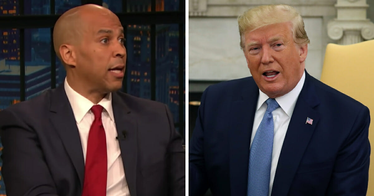 New Jersey senator and 2020 Democratic presidential candidate Cory Booker said Monday he "sometimes" feels like punching President Donald Trump, who he referred to as "out of shape" and "physically weak."