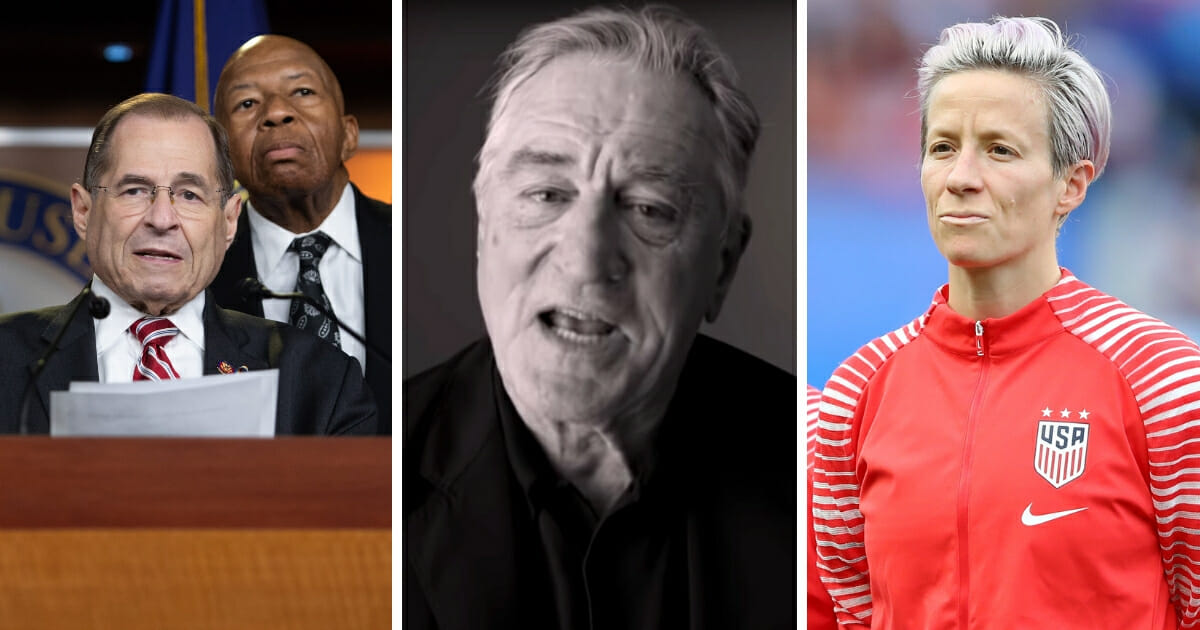 From left, Democratic Reps. Jerrold Nadler of New York and Elijah Cummings of Maryland; actor Robert DeNiro; and U.S. soccer star Megan Rapinoe.