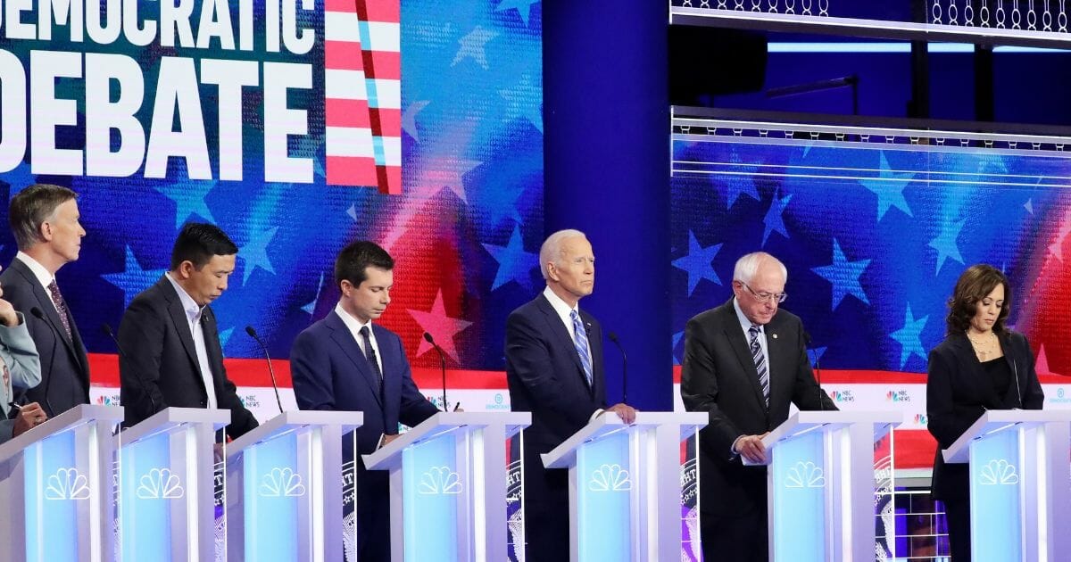 Democratic candidates take part in the second night of the first presidential debate for 2020 on June 27, 2019, in Miami, Fla.