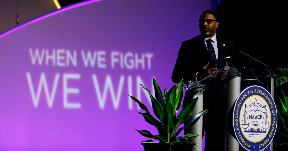 Derrick Johnson, president and CEO of the NAACP, addresses the group's 110th National Convention at the Cobo Center in Detroit, Michigan on July 22, 2019.