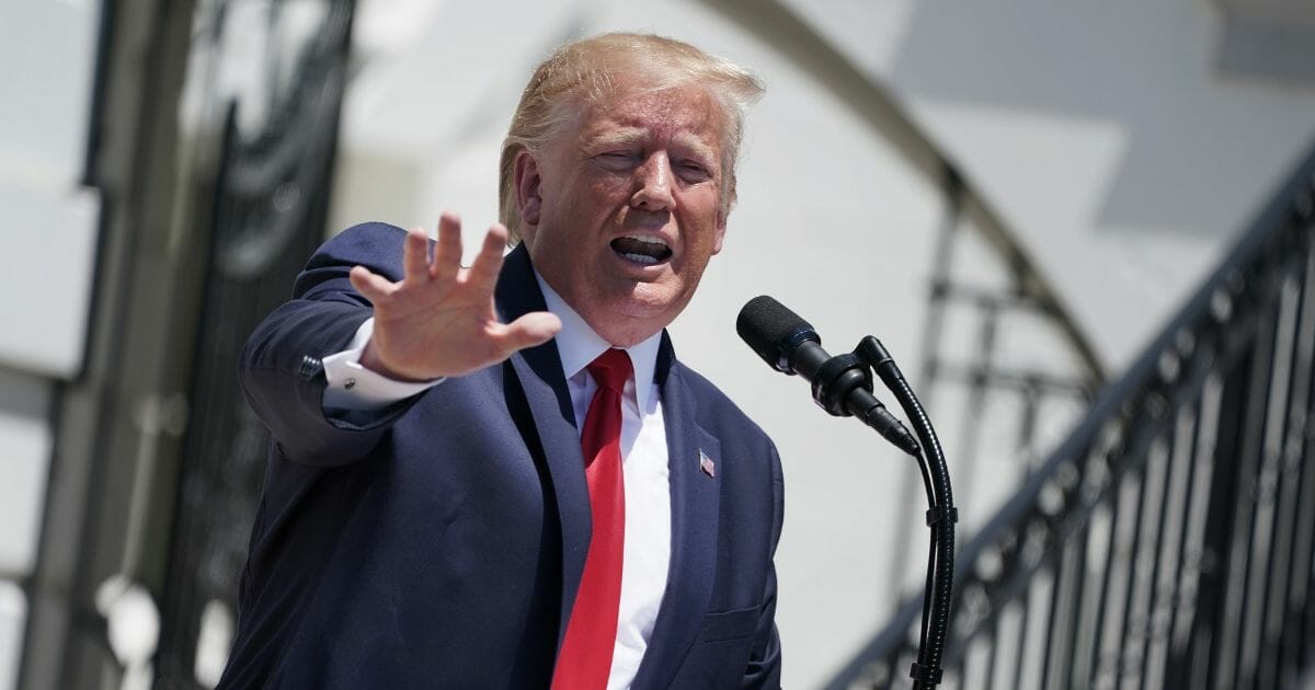President Donald Trump takes questions from reporters during his 'Made In America' product showcase at the White House July 15, 2019, in Washington, D.C.