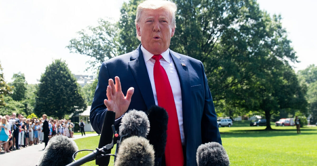 President Donald Trump speaks to the media prior to departing from the South Lawn of the White House in Washington, D.C. on July 5, 2019.