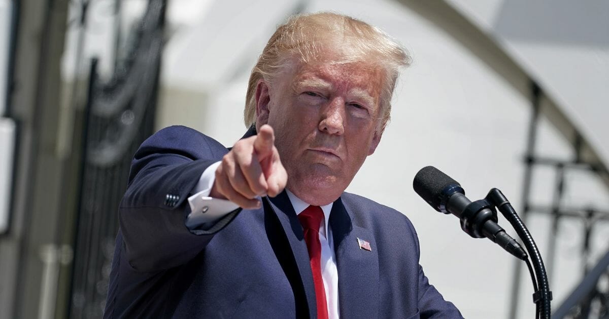 President Donald Trump takes questions from reporters on July 15, 2019, at the White House in Washington, D.C.